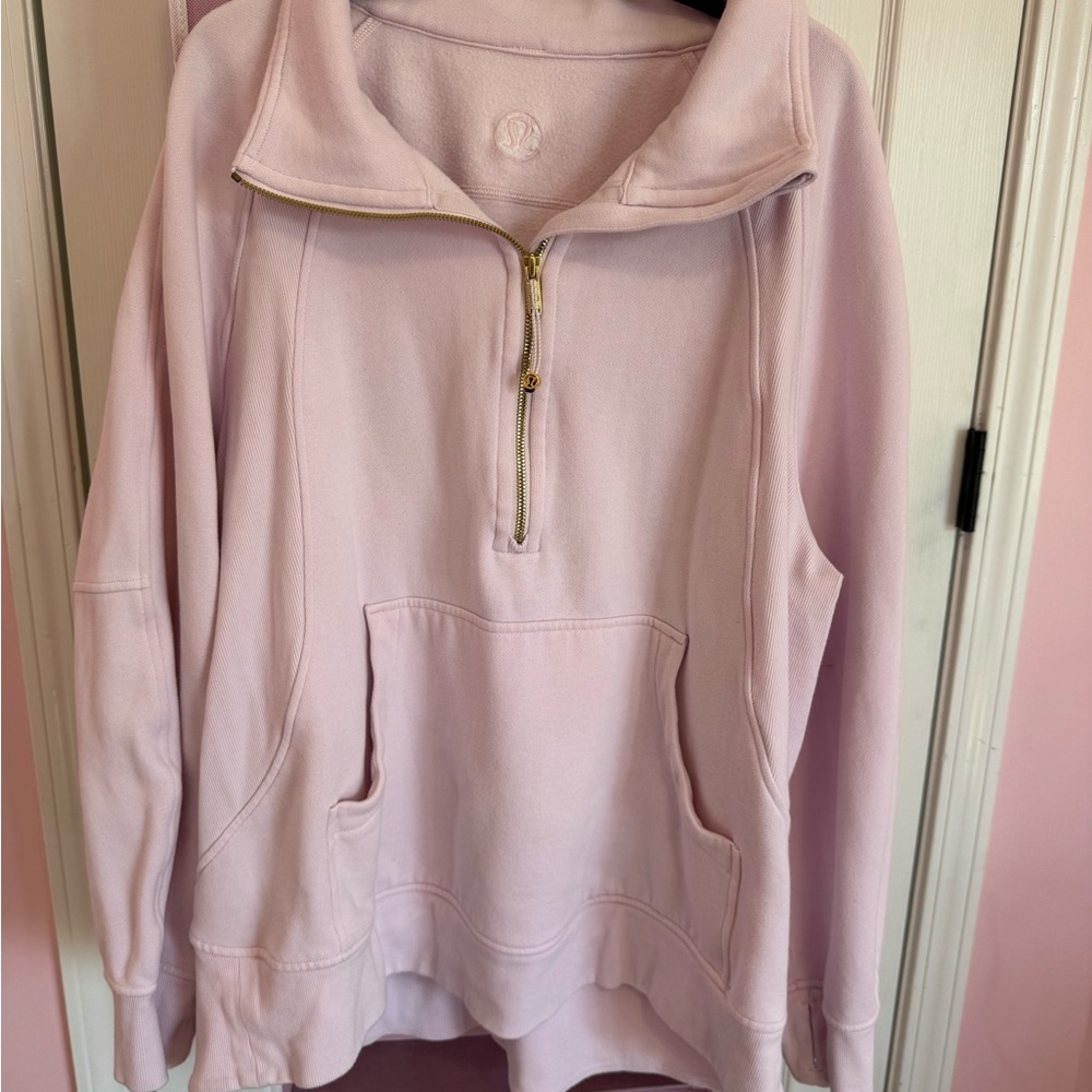 lululemon blissful pink / gold Scuba Funnel neck half zip, long